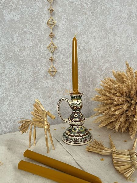 Свічки воскові столові макані 19 см. Жовтий. 9 шт svich004 фото